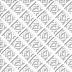 3d relief tiles. Vector pattern with symmetrical elements . Modern stylish abstract texture. Repeating tiles from striped elements. Black and white pattern.
