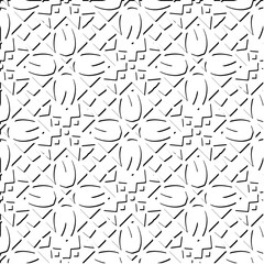 3d relief tiles. Vector pattern with symmetrical elements . Modern stylish abstract texture. Repeating tiles from striped elements. Black and white pattern.