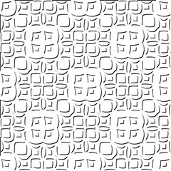 3d relief tiles. Vector pattern with symmetrical elements . Modern stylish abstract texture. Repeating tiles from striped elements. Black and white pattern.