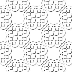 3d relief tiles. Vector pattern with symmetrical elements . Modern stylish abstract texture. Repeating tiles from striped elements. Black and white pattern.