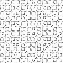 3d relief tiles. Vector pattern with symmetrical elements . Modern stylish abstract texture. Repeating tiles from striped elements. Black and white pattern.