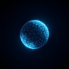 A luminous blue sphere of connected nodes and lines. Abstract background for a tech poster or wallpaper, Futuristic data visualization.