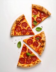 Four pizza slices, hot and fresh