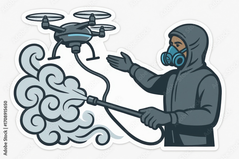 Aufkleber drone operated pest control expert utilizing advanced technology to efficiently dispense treatment w