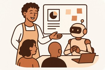 Engaging AI in Educational Environments with Collaborative Learning Featuring Diverse Students and Innovative Teaching Techniques Displaying Active Participation and Digital Interaction
