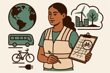 Empowering sustainable mobility through urban planning practices showcasing eco-friendly transport options while prioritizing community engagement and environmental consciousness