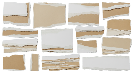 Torn Paper Pieces Beige White Texture