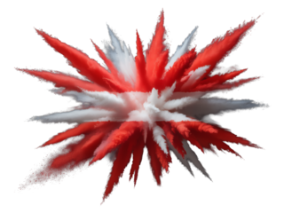 Dynamic Powder Explosion in the Vibrant Colors of the Austrian Flag, Creating a Stunning Visual Impact on transparent background