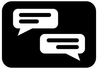 A striking icon of two overlapping white speech bubbles, symbolizing communication, chat, dialogue, and conversation. Ideal for apps, websites, or presentations related to messaging, customer service.