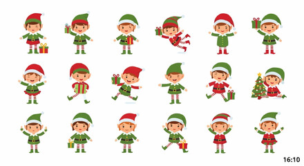 Christmas icon christmas elf vector illustration set holiday elves cartoon characters christmas design christmas spirit christmas vector