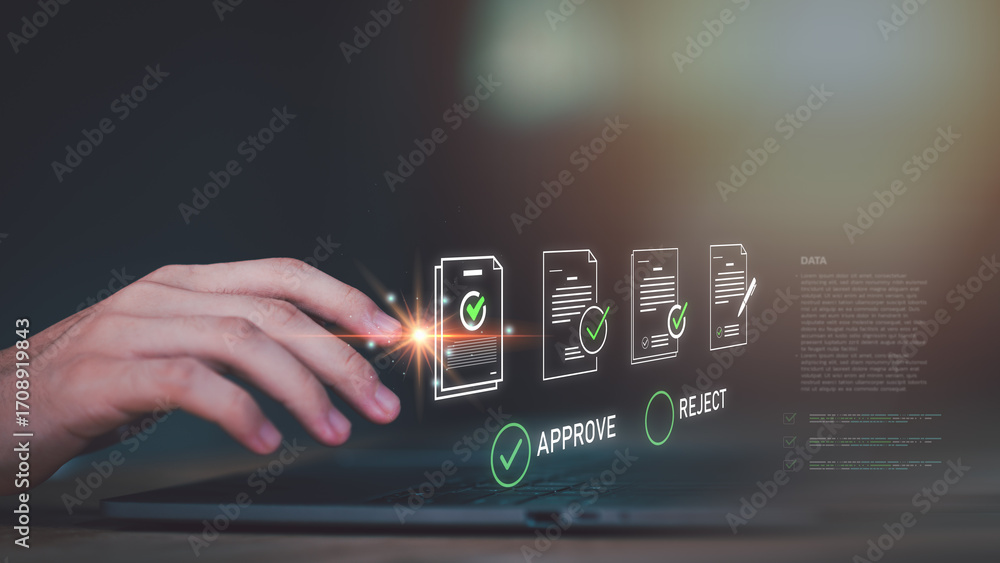 Poster digital document management with online verification, approval process, electronic signatures, and w