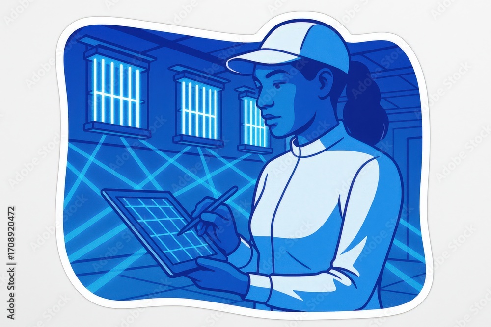 Poster female engineer utilizing advanced technology and digital tools to enhance design capabilities in a 