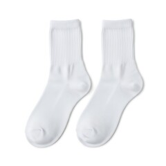 Pair of white cotton socks isolated on white background for sport