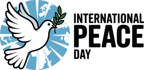 International Peace Day Icon – Dove with Olive Branch and Globe for Global Unity, Nonviolence, and Cultural Awareness Themes
