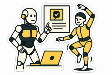 Exploring the Intersection of Human Interaction and Technology with a Friendly Robot Guiding a Dancer Through Creative Movement and Digital Collaboration captured with clarity