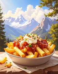 French fries, mountain view