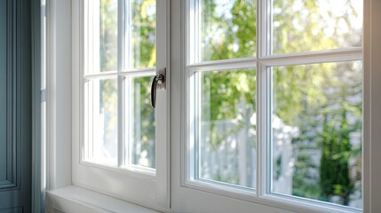 Bright View Through Window Showing Lush Greenery in Daylight