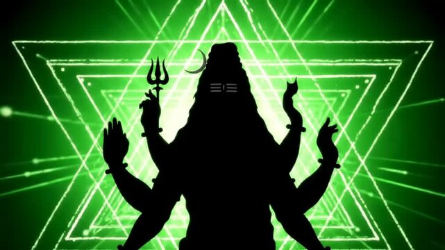 Shiva Silhouette with Green Energy, and Sacred.