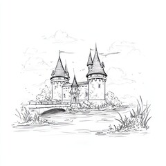 Obraz premium Medieval castle drawing