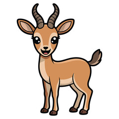Fototapeta premium A charming cartoon antelope with big eyes, , showcasing its elegant horns and gentle expression in a simple style