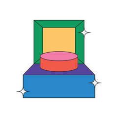 Illustration button retro with outline unique design