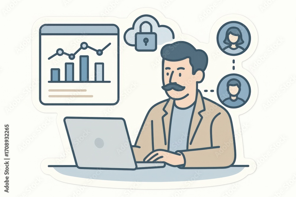 Aufkleber analytical professional engaged in data-driven decision making exploring insights in a digital works