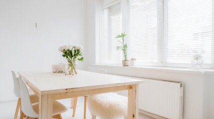 scandinavian. Minimalist Nordic living room with wooden accents and abstract art, bathed in soft natural light. lifestyle magazines.