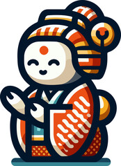 icon_logo_symbol_Adorable_Japanese_Woman_Character_Cartoon_Illustration