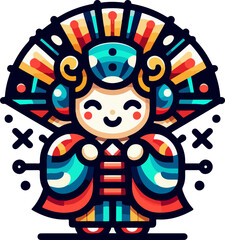 icon_logo_symbol_Beautiful_Cartoon_Illustration_of_Japanese_Woman_in_Traditional