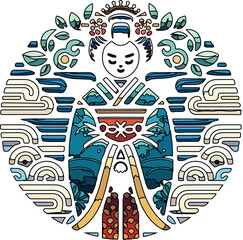 icon_logo_symbol_Adorable_Japanese_Woman_Character_Cartoon_Illustration