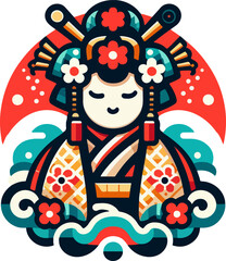 icon_logo_symbol_Cute_and_Elegant_Japanese_Woman_Cartoon_Illustration_Wearing