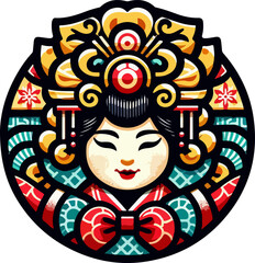 icon_logo_symbol_Cute_Smiling_Japanese_Girl_Cartoon_Character_Wearing_Traditional