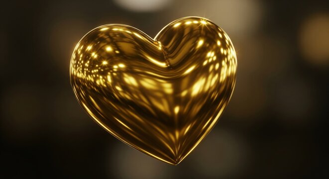 A radiant golden heart shimmering with elegance and luxury, symbolizing deep affection, valuable connections, and the joy of celebration against a soft, festive backdrop