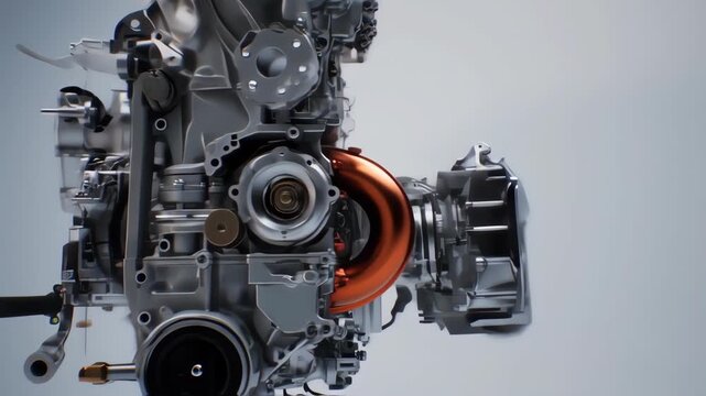 Detailed view of a complex engine's inner workings