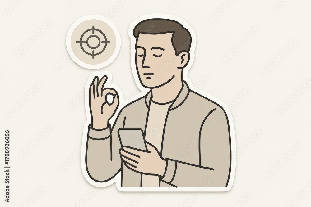 Aufkleber a confident man using a smartphone in a minimalist setting showcasing modern technology while expres
