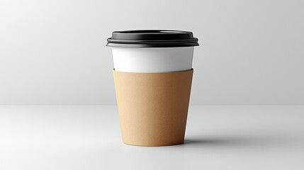 Minimalist Coffee Cup on White Background for Cafe and Restaurant Promotions