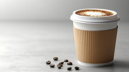 Minimalist coffee cup scene perfect for background ads with simple modern design