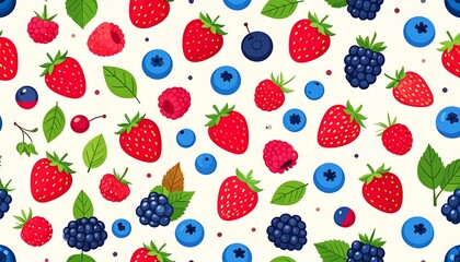 Colorful berry pattern on white background