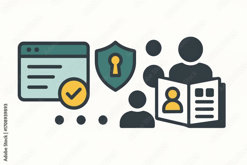 Poster innovative visual representation of digital identity management system emphasizing cybersecurity pro