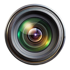 Detailed Camera Lens with Colorful Light Reflections photography optic cutout png isolated on a transparent background