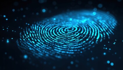 fingerprint biometric security on a digital screen background, in a blue tone an abstract, futuristic technology concept with a virtual signature scan in a high-tech style Generative AI