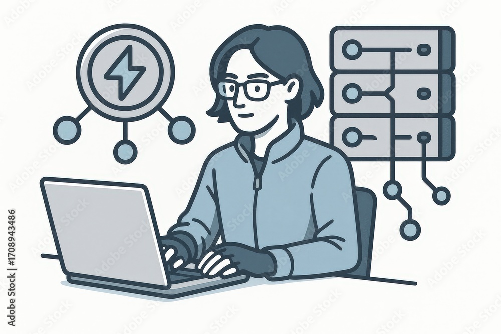 Poster innovative technology expert collaborating on advanced digital experiments while utilizing futuristi