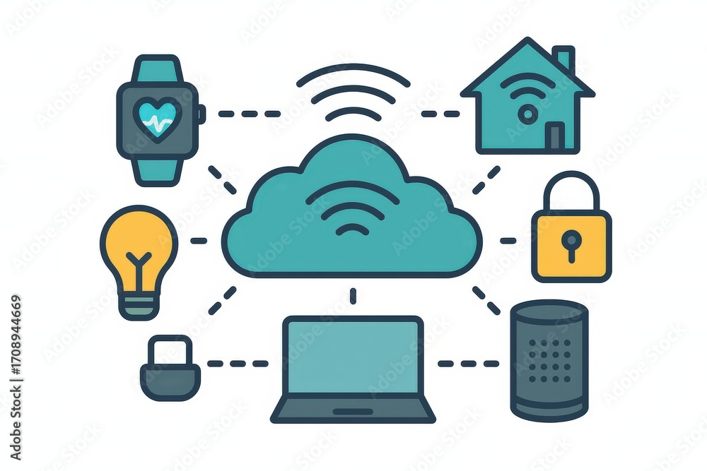 Aufkleber innovative smart devices interconnected through cloud technology showcasing a modern digital lifesty