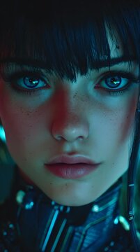 AI Robot Girl Close Up