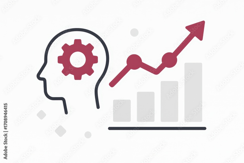 Aufkleber engaging visual representation of cerebral cognition and analytical growth with upward trend lines a
