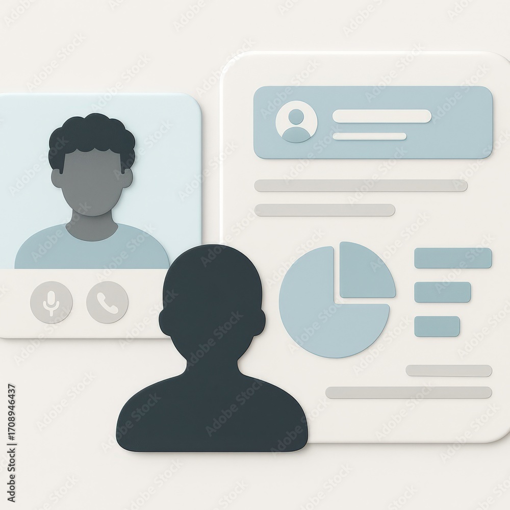 Poster exploring digital identity through innovative profile design showcasing silhouettes and graphical in