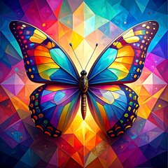 Colorful butterfly on a geometric background