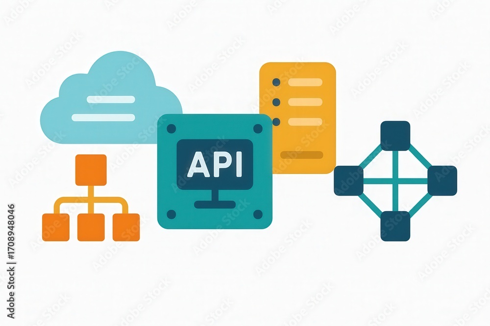 Poster dynamic representation of information technology infrastructure showcasing api cloud computing syste