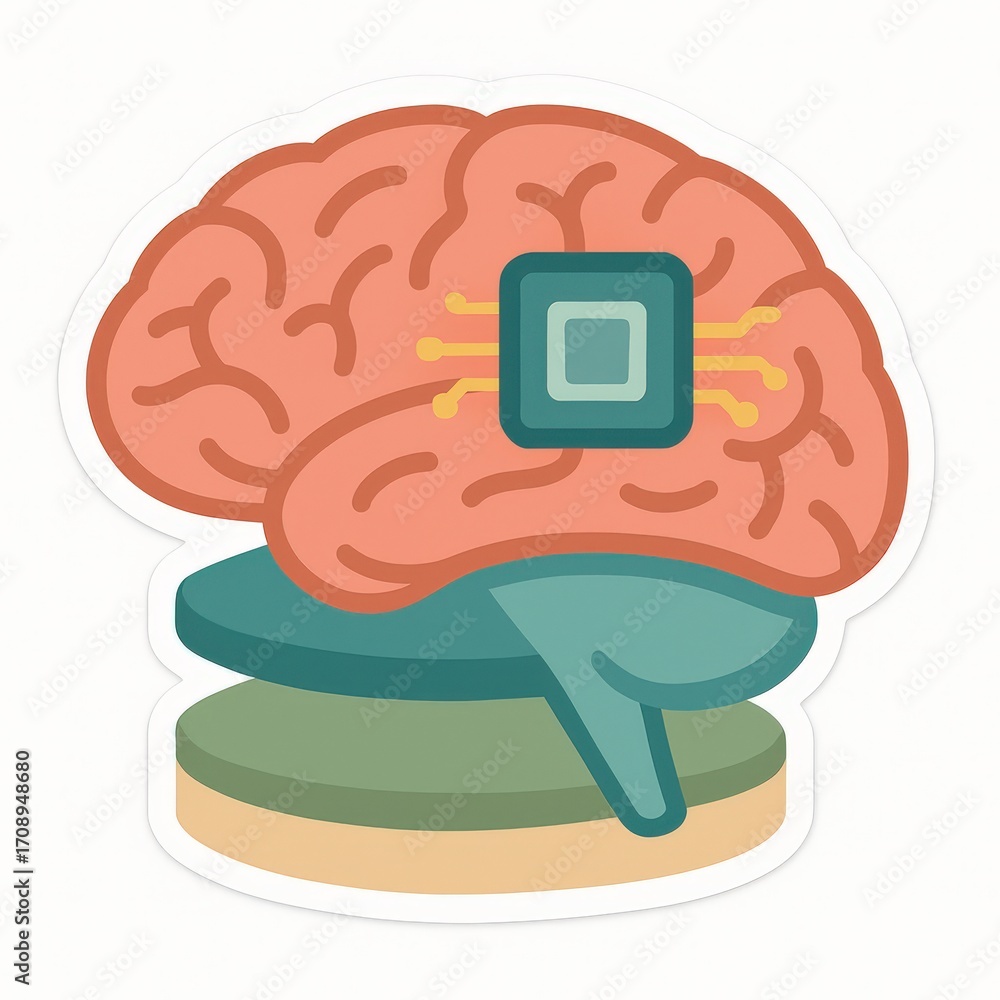Poster innovative integration of biological intelligence and digital technology showcasing the fusion of br