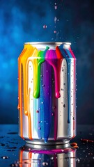Colorful can dripping with paint